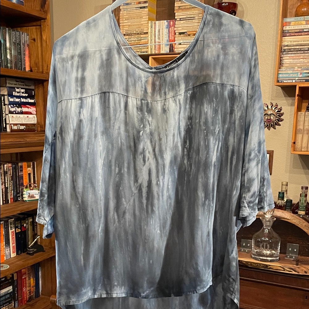 Gypsy 05 Blue Gray Tie-Dye Blouse